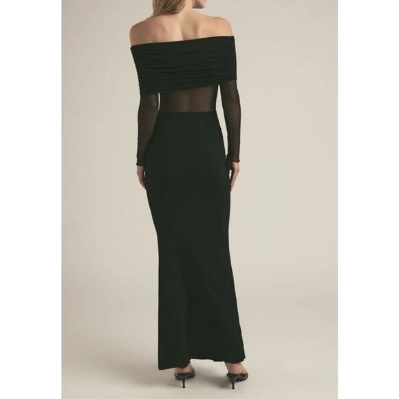Favorite Daughter The New Era Off the Shoulder Jersey Maxi Dress Black Sz XL - Picture 2 of 7